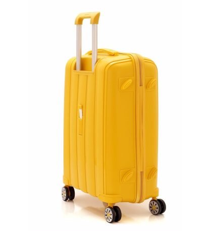 dort tekerlekli kabin boy sari renk policarbon kirilmaz valiz 3545